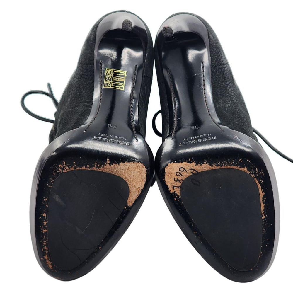 BURBERRY Prorsum Stiletto Black Leather Shearling Fur Lace-Up Booties 39 8.5 - Picture 8 of 9